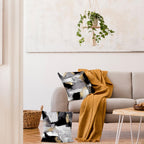 Supwhd Black And White Pillow Covers, Abstract White Black And Gold Pillow Covers 18X18 Set Of 2, Modern Black And White Pillow