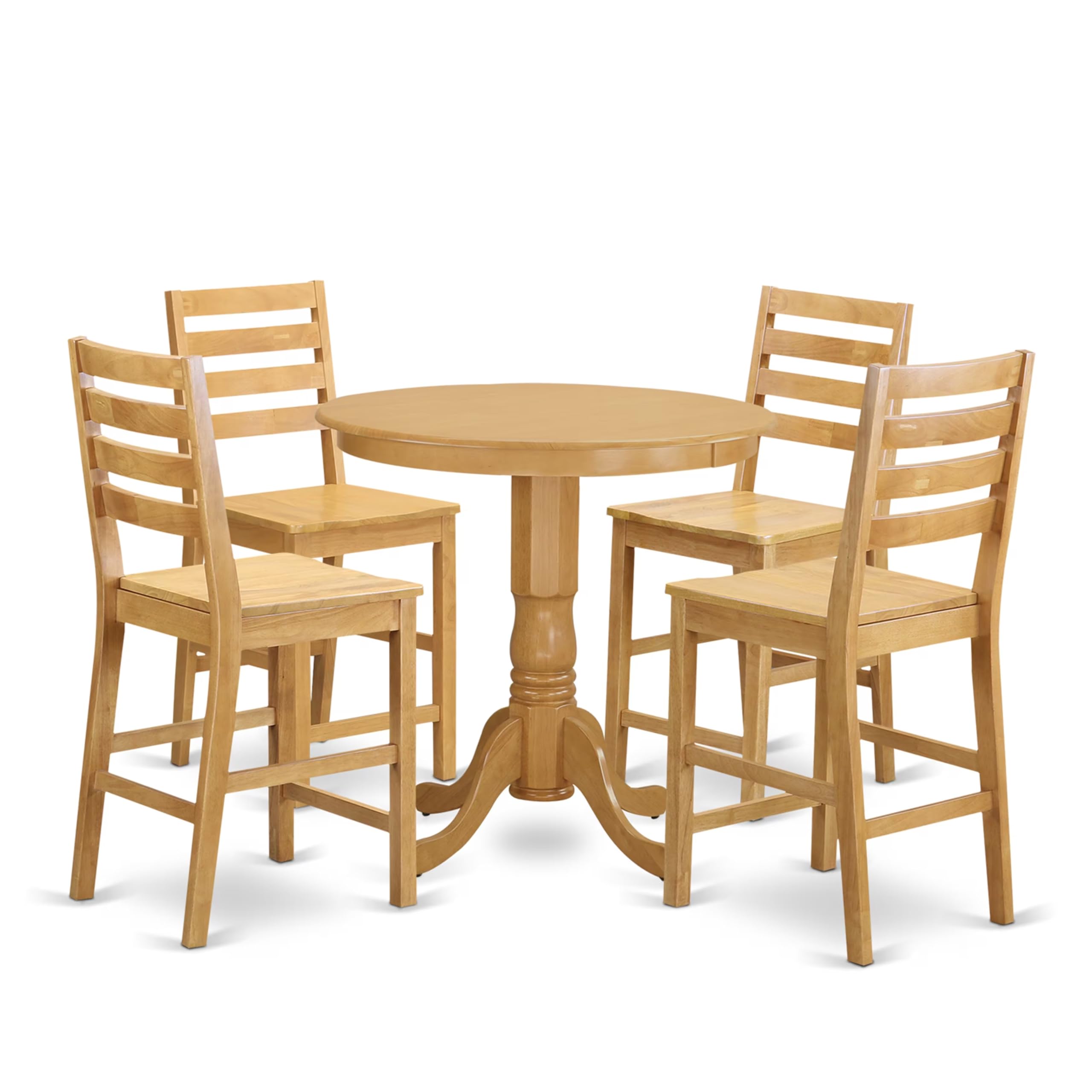 East West Furniture JACF5-OAK-W 5 Piece Counter Height Dining Set - Thumbnail 2