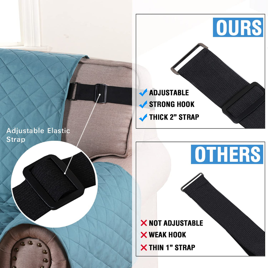 H.Versailtex Sofa Protector For Dogs/Cats/Pets Sofa Slipcover Quilted Furniture Protector With Non Slip Elastic Strap Water Resistant Sofa Covers Couch Covers Seat Width: 66' (Sofa, Smoke Blue/Beige)