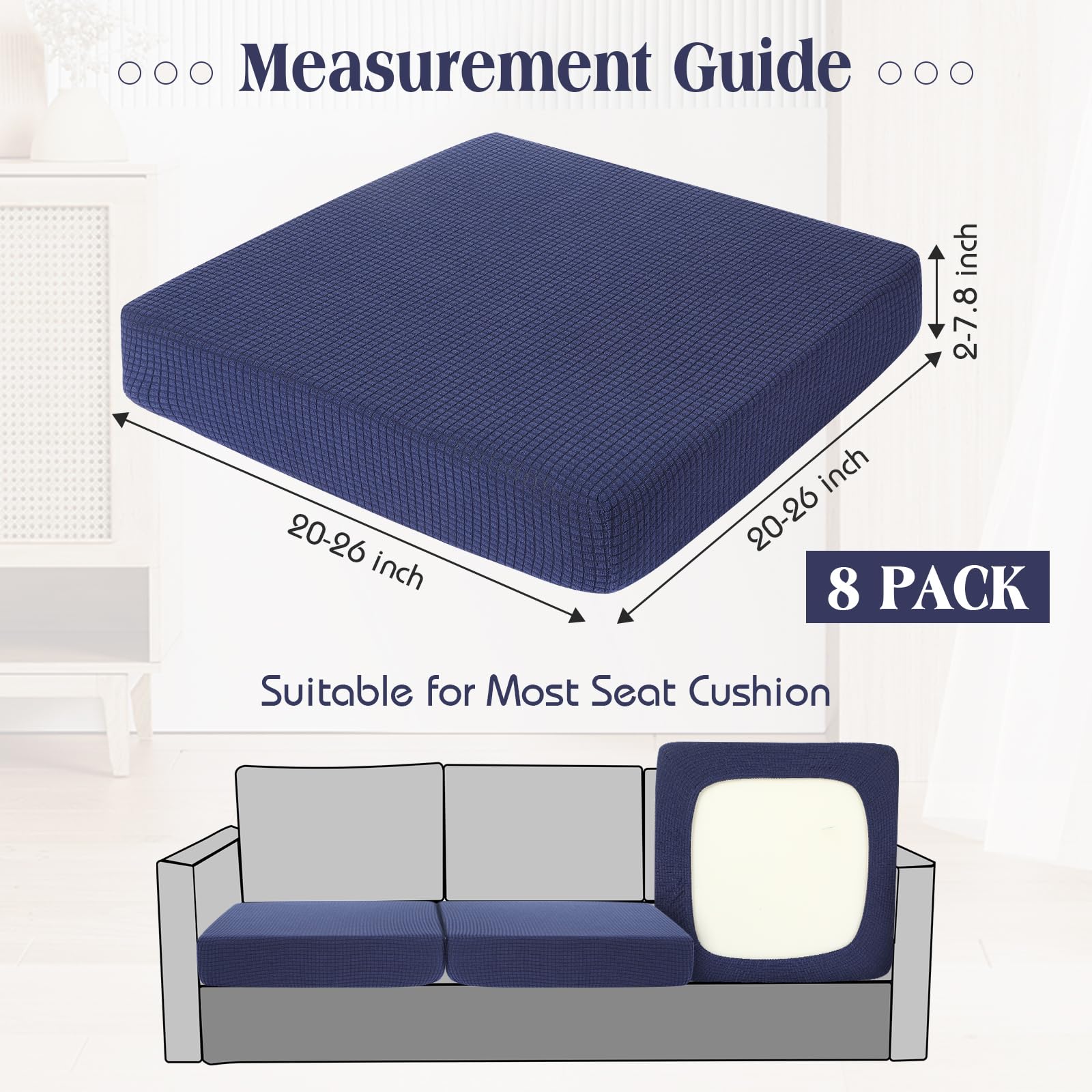 Newwiee 8 Patio Stretch Sofa Cushion Covers Outdoor Cushion Covers Replacement Couch Slipcovers Sofa Seat Cover Soft Chair Cover