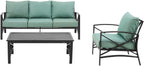 Crosley Furniture Kaplan 3-Piece Outdoor Sofa Patio Furniture Set, Conversation Sets For Porch, Deck, Oiled Bronze With Mist Cushions