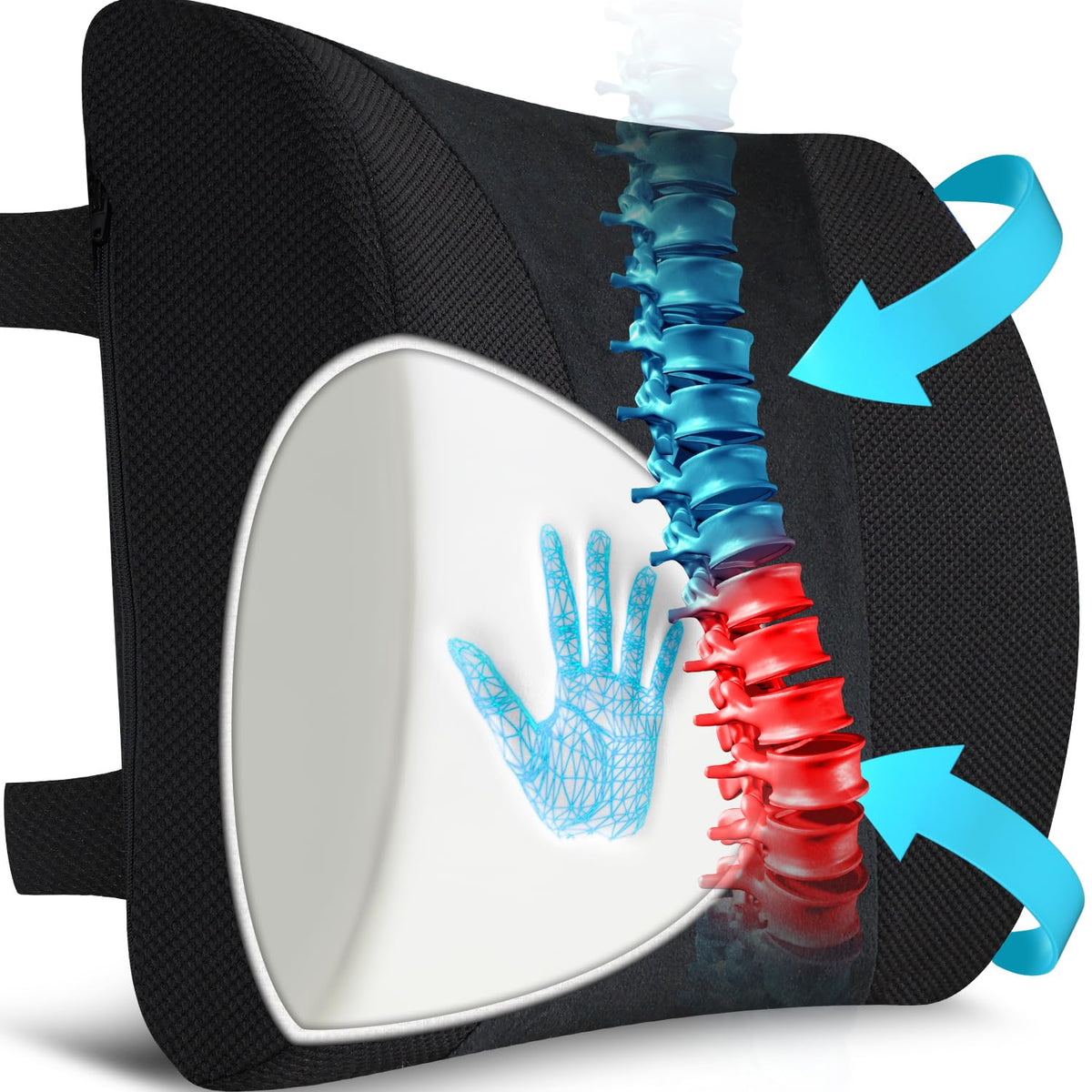 Lumbar Support Pillow For Office Chair Car, Gaming Chair Lower Back Pain Relief Memory Foam Cushion With 3D Mesh Cover Ergonomic