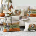 Avoin Colorlife Fall Pumpkin Truck Sunflowers Home Sweet Home Throw Pillow Covers, 12 X 20 Inch Autumn Thankful Grateful Blessed