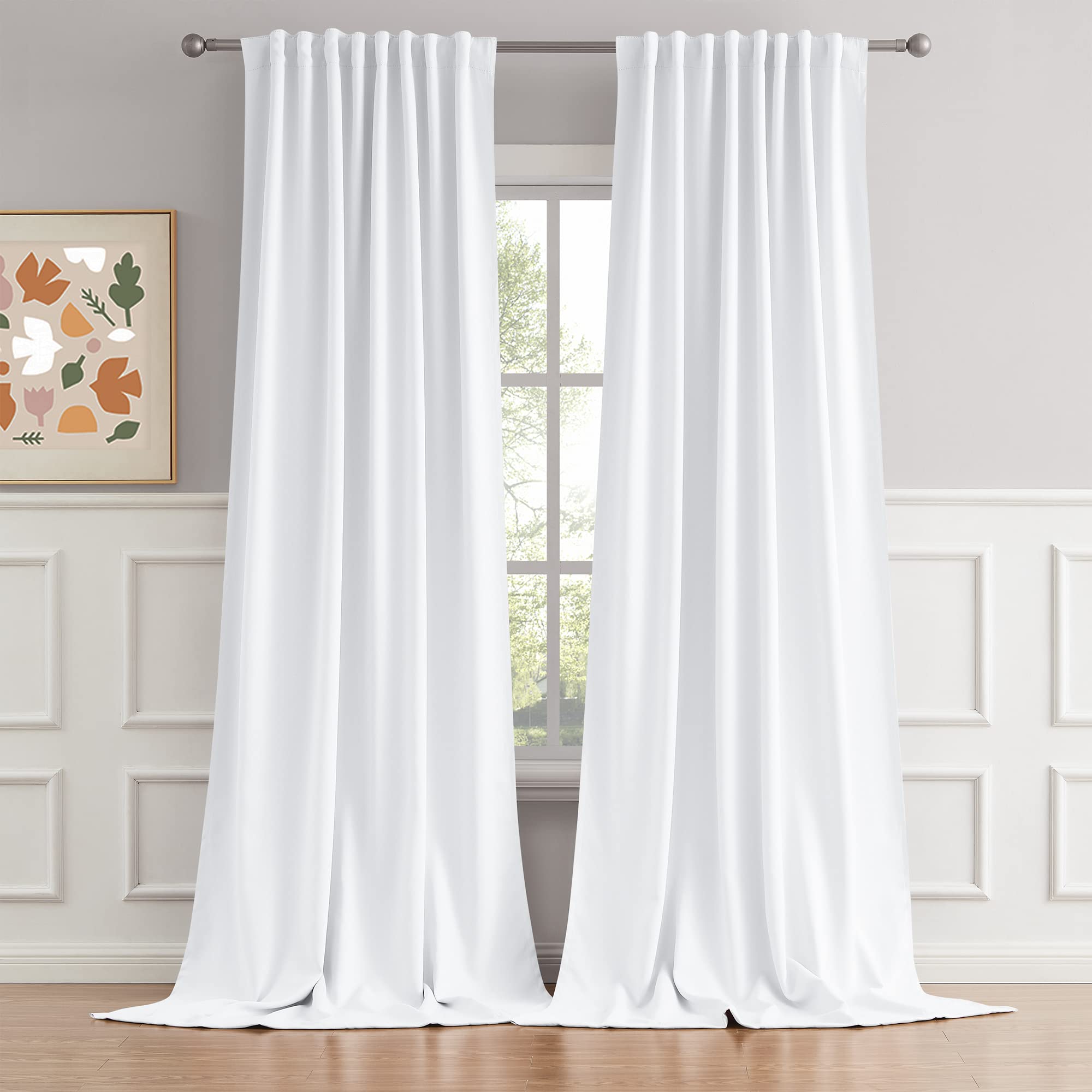 DUALIFE Extra Long Curtains 132 Inch Long- Vertical 11 ft Length Drapes 2 Story Long, High Ceiling Cutains Back Tab Loop Pocket 
