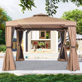Incbruce Outdoor 10X10 Garden Gazebo, Steel Vented Double Roof Patios Canopy, Outside Gazebo With Mosquito Netting For Backyard,