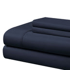 Cathay Home Essentials Ultra Soft Hypoallergenic Wrinkle Resistant Double Brushed Microfiber Bedding Sheet Set, Navy, Queen