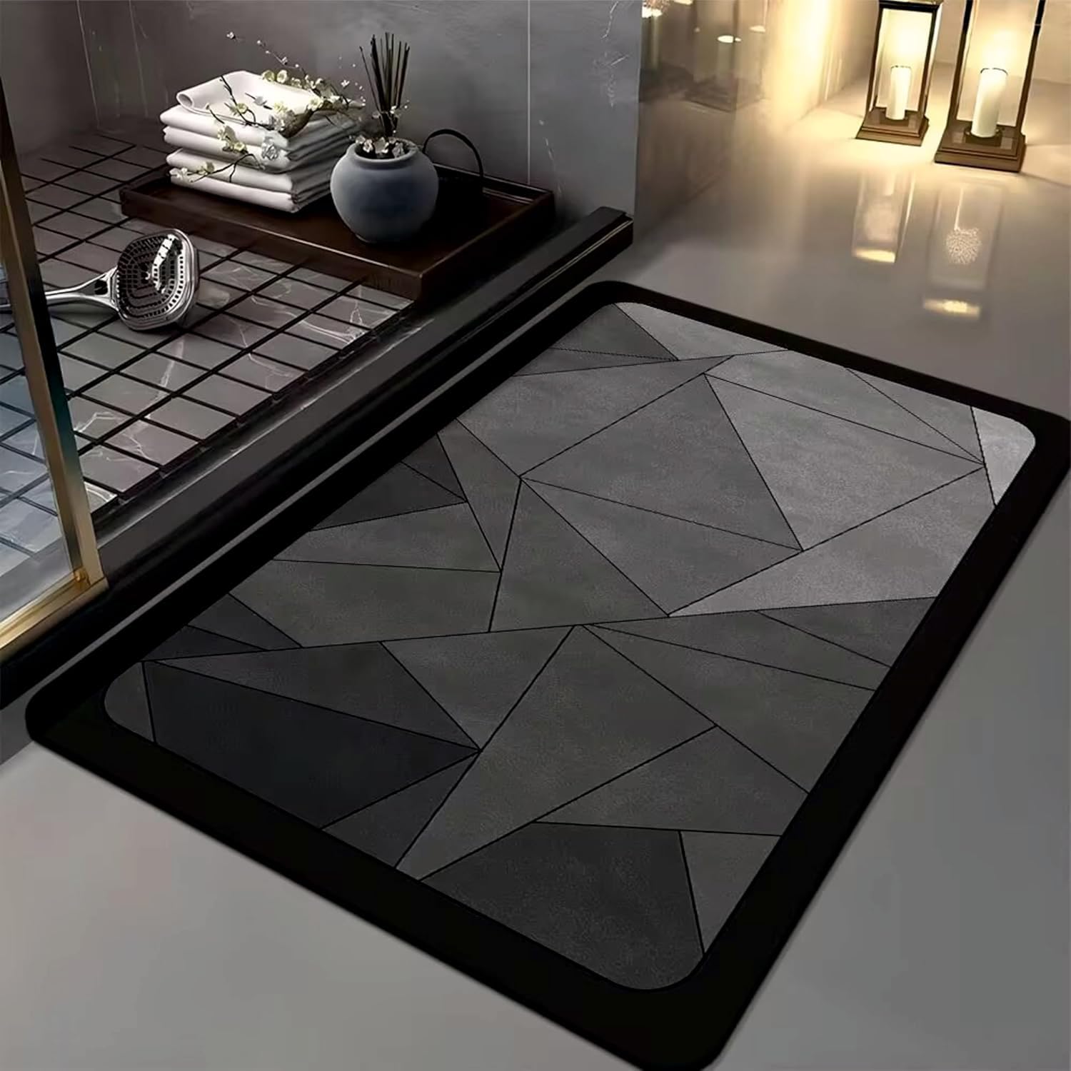 TPJ Mart NonSlip Bath Mat, Quick Dry Absorbent Silicone Floor Mat, Anti Skid Doormat for Bathroom, Home, Office, Living Room, H