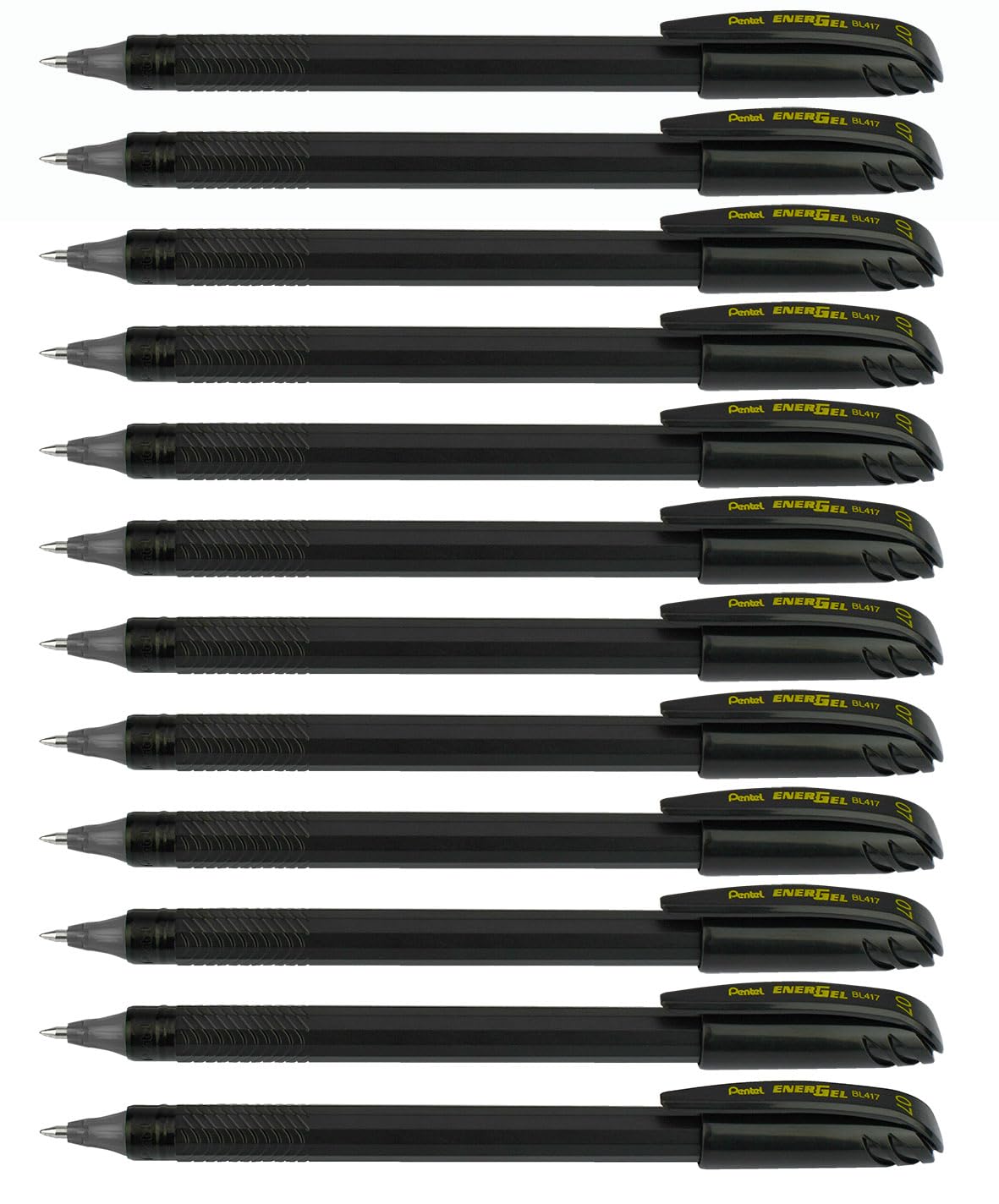 Pentel Energel Flash! Liquid Gel Stick Pen, (0.7Mm) Medium Line, Metal Tip, Black Ink, 12 Pack (Bl417-A)