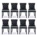 Soartalent Leather Upholstered Dining Chairs Set Of 8, Modern Style Kitchen Side Chairs With Nailhead Trim And Wood Leg, Metal P