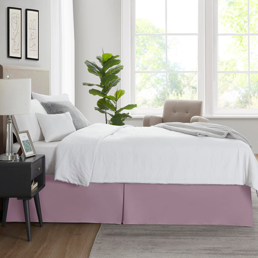 Nestl Dusty Purple Bed Skirt King Size - King Bed Skirt 14 Inch Drop - Brushed Microfiber Bed Skirts - Hotel Quality Pleated Bed Skirt - Shrinkage & Fade Resistant