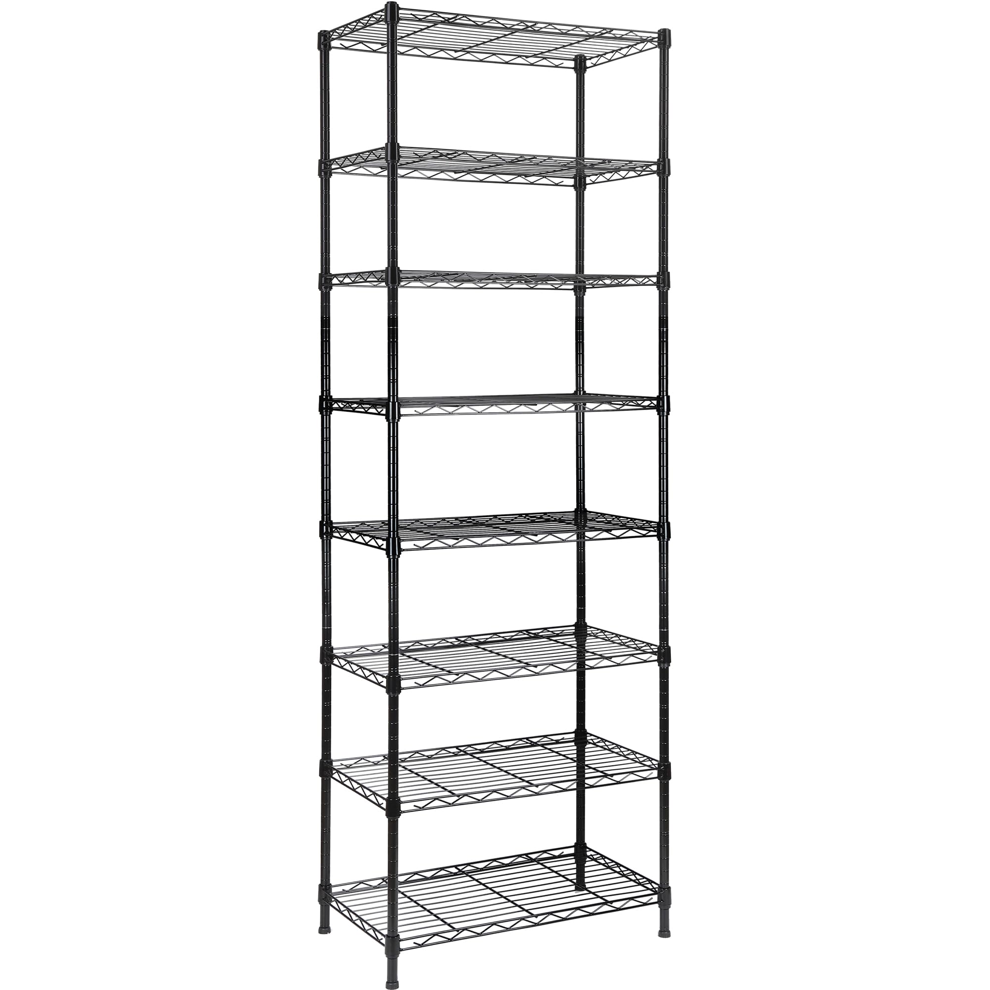 Regiller 8-Wire Shelving Metal Storage Rack Adjustable Shelves,Standing Storage Shelf Units For Laundry Bathroom Kitchen Pantry Closet(Black,13.9' D X 23.9' W X 72.1' H)