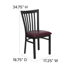 Flash Furniture HERCULES Series Black School House Back Metal Restaurant Chair - Burgundy Vinyl Seat