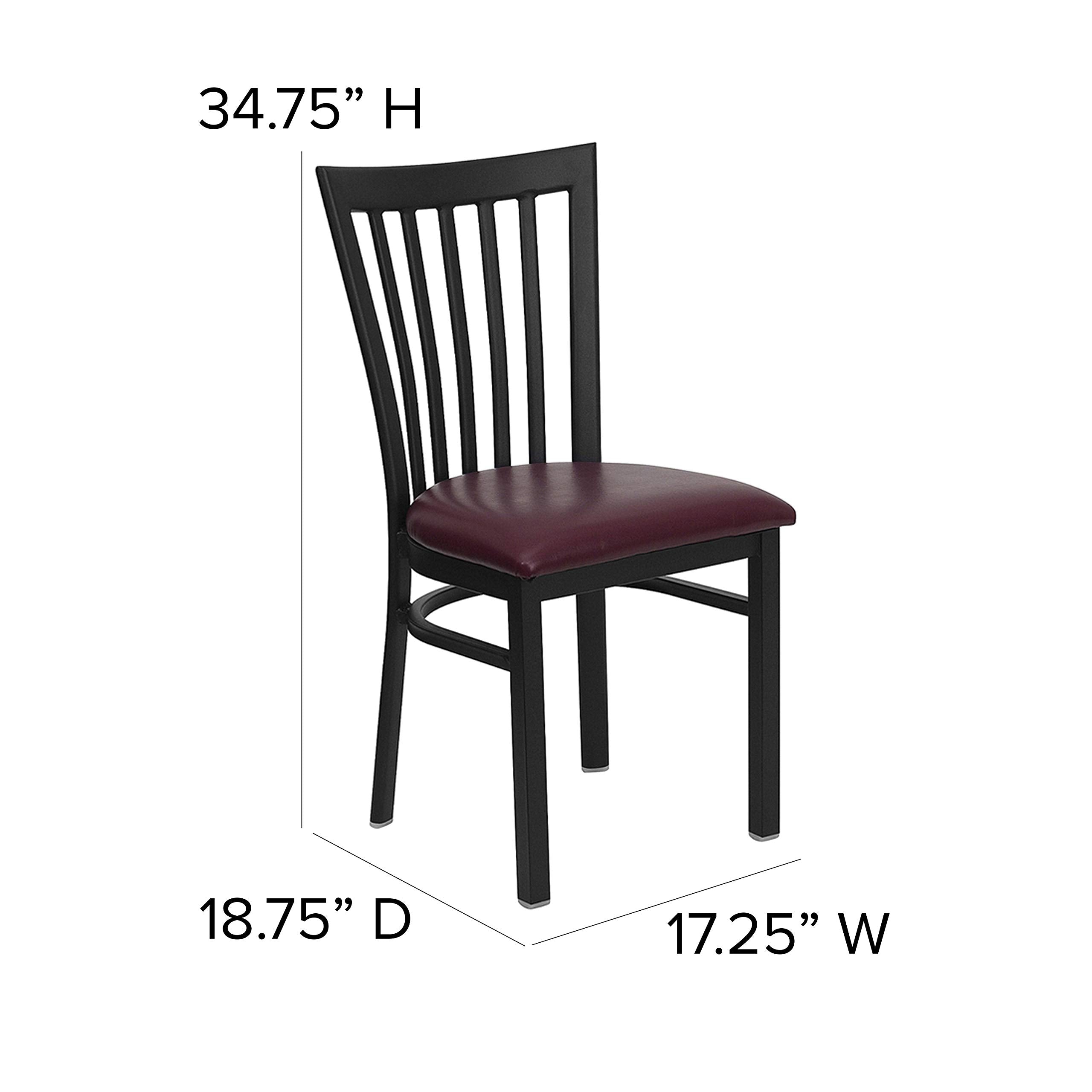 Flash Furniture HERCULES Series Black School House Back Metal Restaurant Chair - Burgundy Vinyl Seat