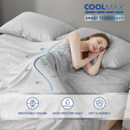 Degrees Of Comfort Coolmax Cooling Sheets | Queen Size Bed Sheet Set For Hot Sleepers | Soft Fabric With Deep Pocket, Light Grey 4Pc