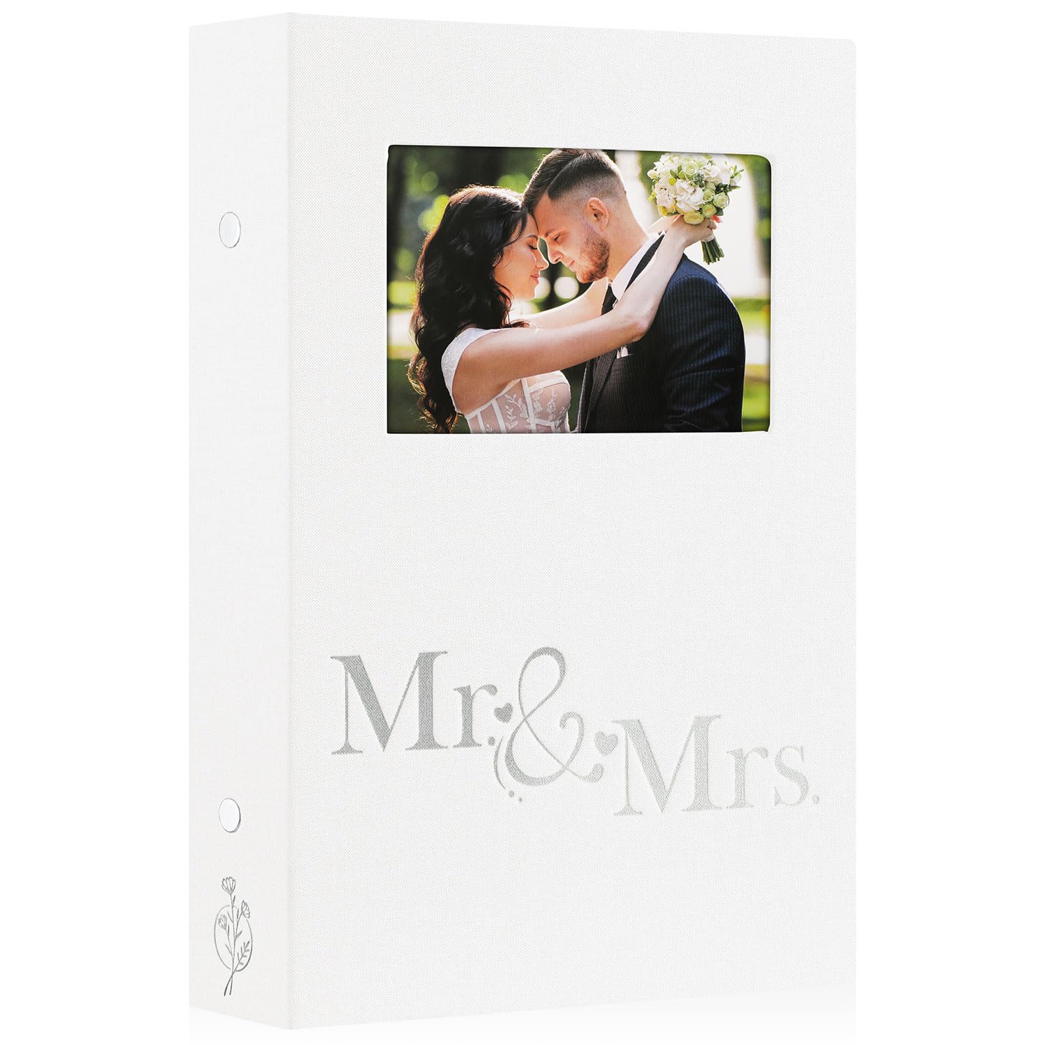 Lanpn Wedding Photo Album 4x6 300 Pocket Photos Slip in, Linen Cover Large Capacity Newlywed Marriage Window Album Hold 300 Hori