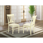 East West Furniture Room Plainville Dining Linen Fabric Upholstered Solid Wood Chairs, Set of 2, Buttermilk & Cherry
