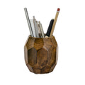 Mie Creations Geometric Pen Holder For Desk Wood | Fancy Office Table Pencil Cup Stand, Wooden Cute Pretty Desktop Organizer For