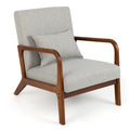 Giantex Modern Accent Chair With Pillow - Comfy Upholstered Lounge Armchair With Anti-Slip Felt Pads, Wooden Frame Soft Padded Arm Chairs For Living Room, Bedroom, Study, Grey