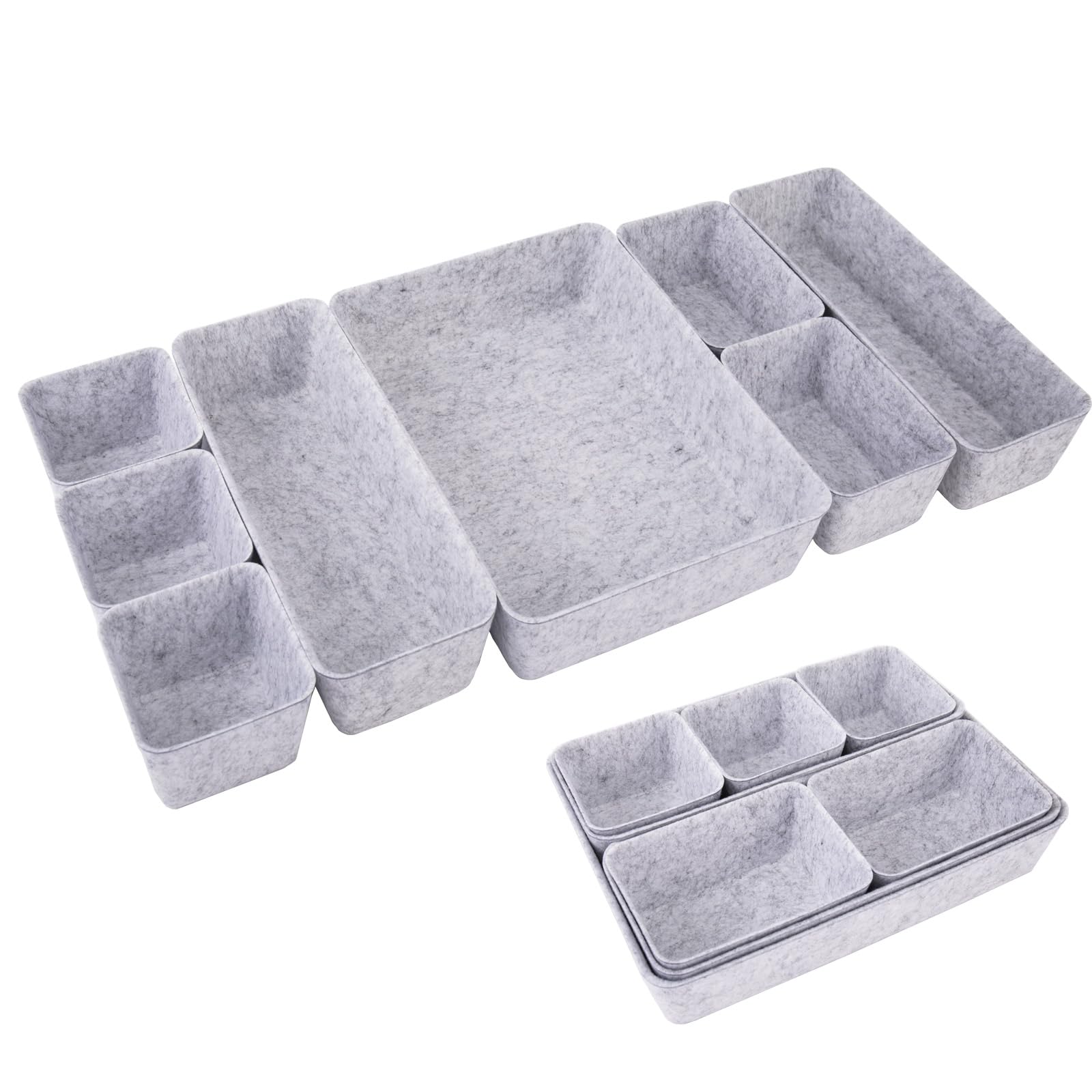 8Pcs Felt Drawer Organizer Tray, Shallow Desk Jewelry Storage Box, Save Desk Space Drawe Dividers, Basket Shelf Containers Separ