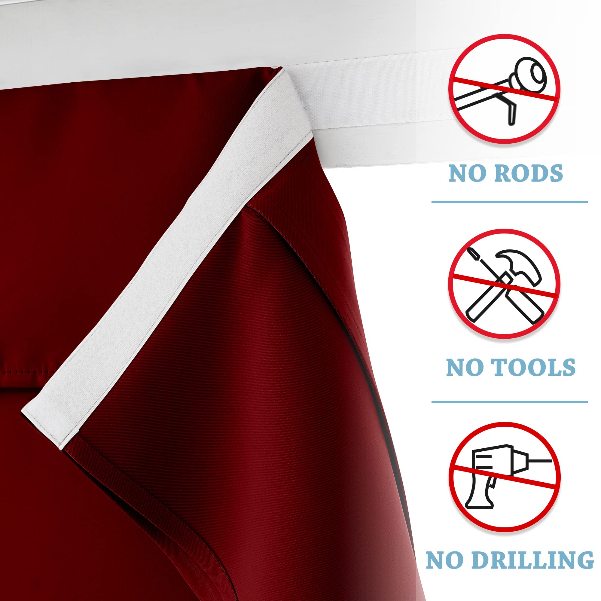 Ryb Home Blackout Door Curtains 2 Panels Set, Privacy Insulating Glass Window Door Blind Shdes For French Door Nana Door Sidelight Door Office, W 26 X L 72, Burgundy Red