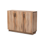 Baxton Studio Patton Modern and Contemporary Natural Oak Finished Wood 3-Door Dining Room Sideboard Buffet