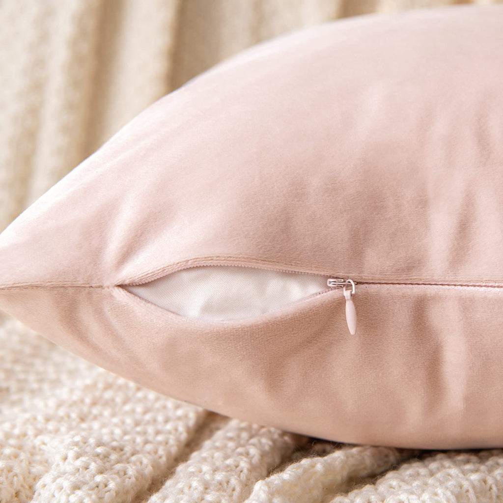 Emema Pack Of 2 Velvet Pillow Covers Decorative Square Pillowcase Soft Solid Cushion Case For Sofa Bedroom Car 16X16 Inch Pink