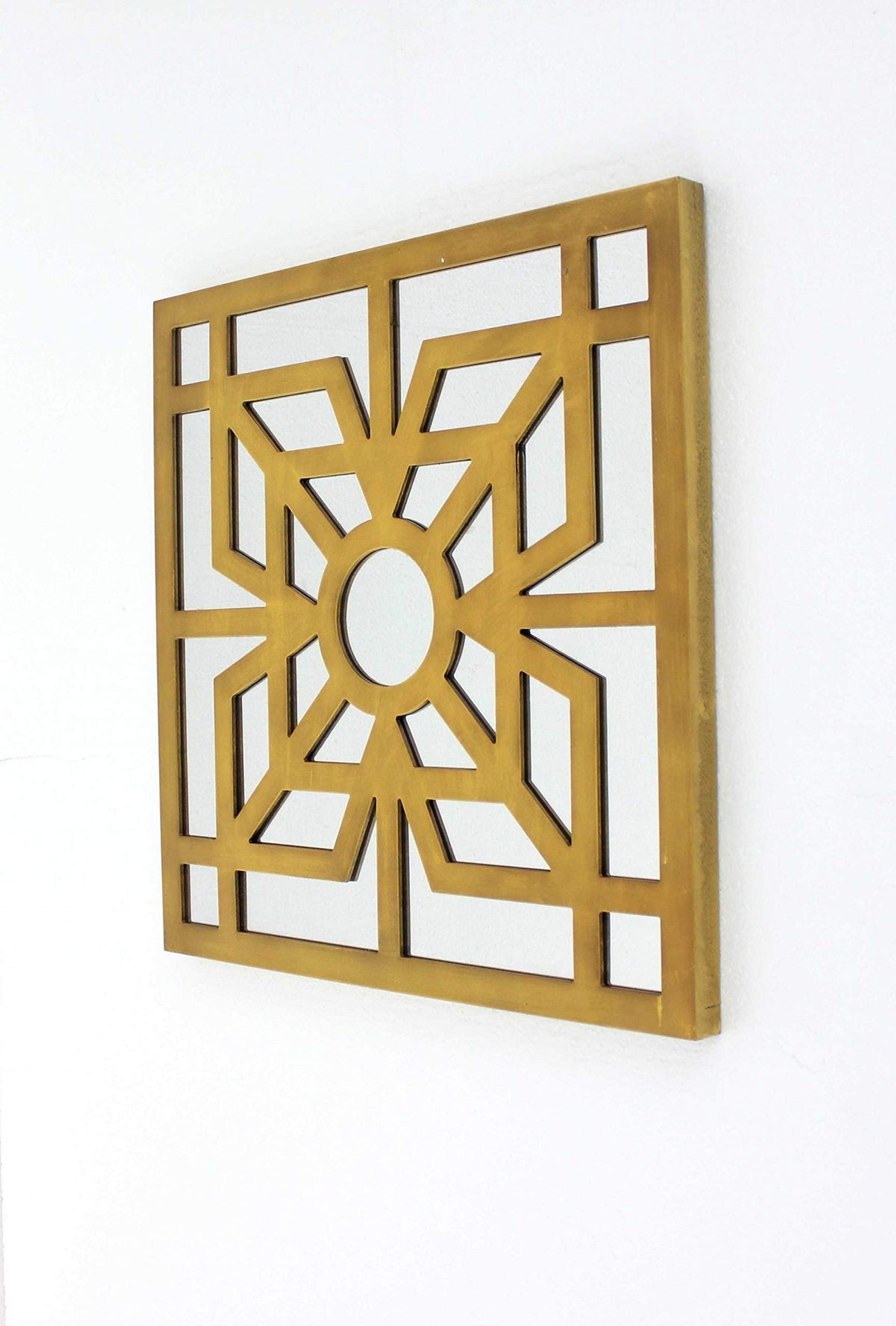 HomeRoots Decor 1.25-inch x 23.25-inch x 23.25-inch Bright Gold, Mirrored, Wooden - Wall Decor