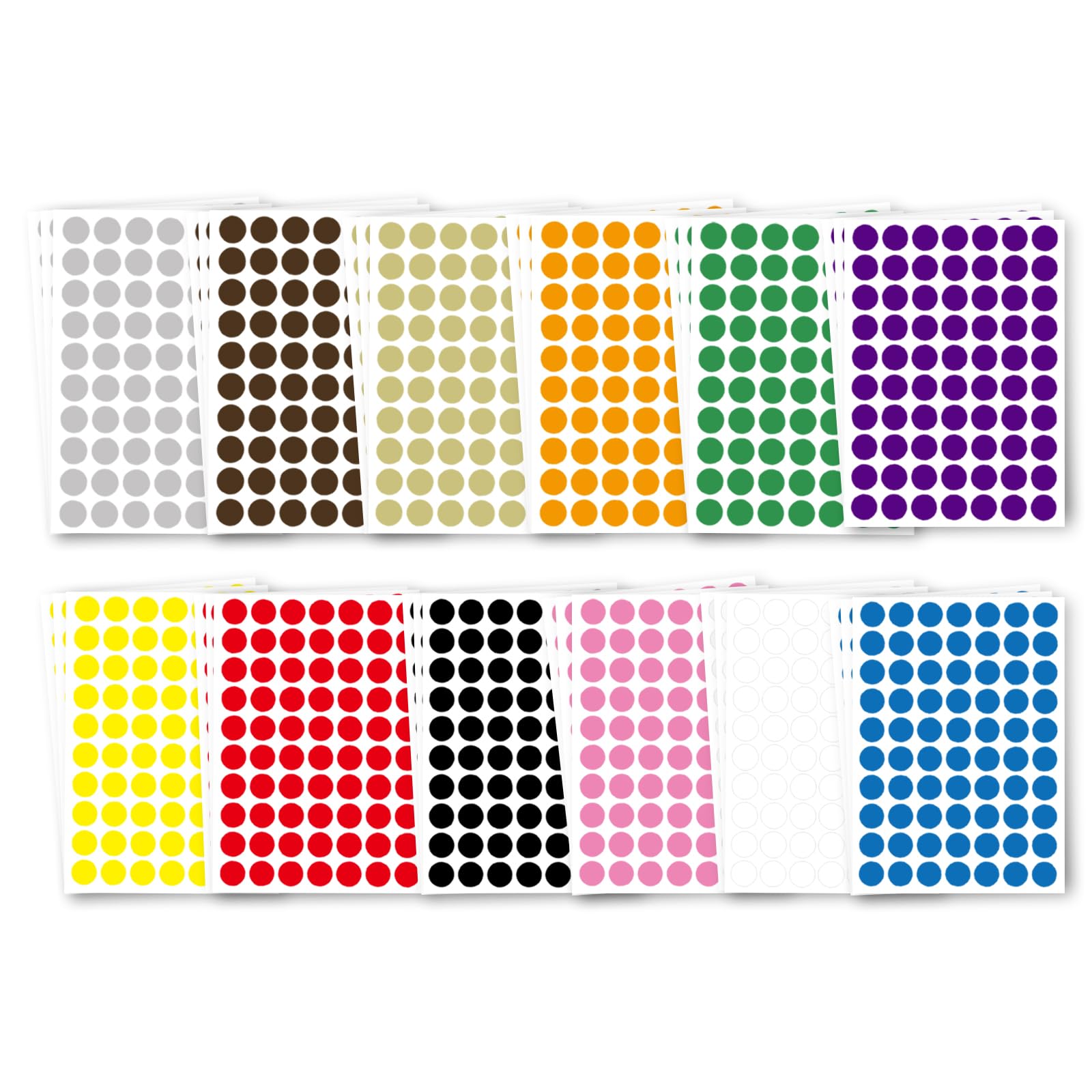2520 Pcs Colored Dot Stickers, 1/2 ' ' Small Colored Dot Stickers Round Labels - 12 Colors