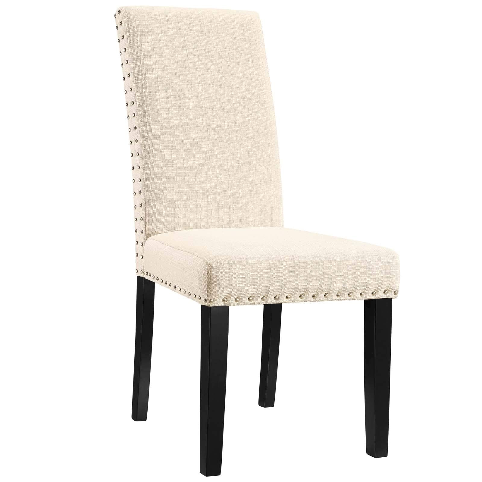 Modway Parcel Modern Upholstered Fabric Four Dining Chairs With Nailhead Trim In Beige