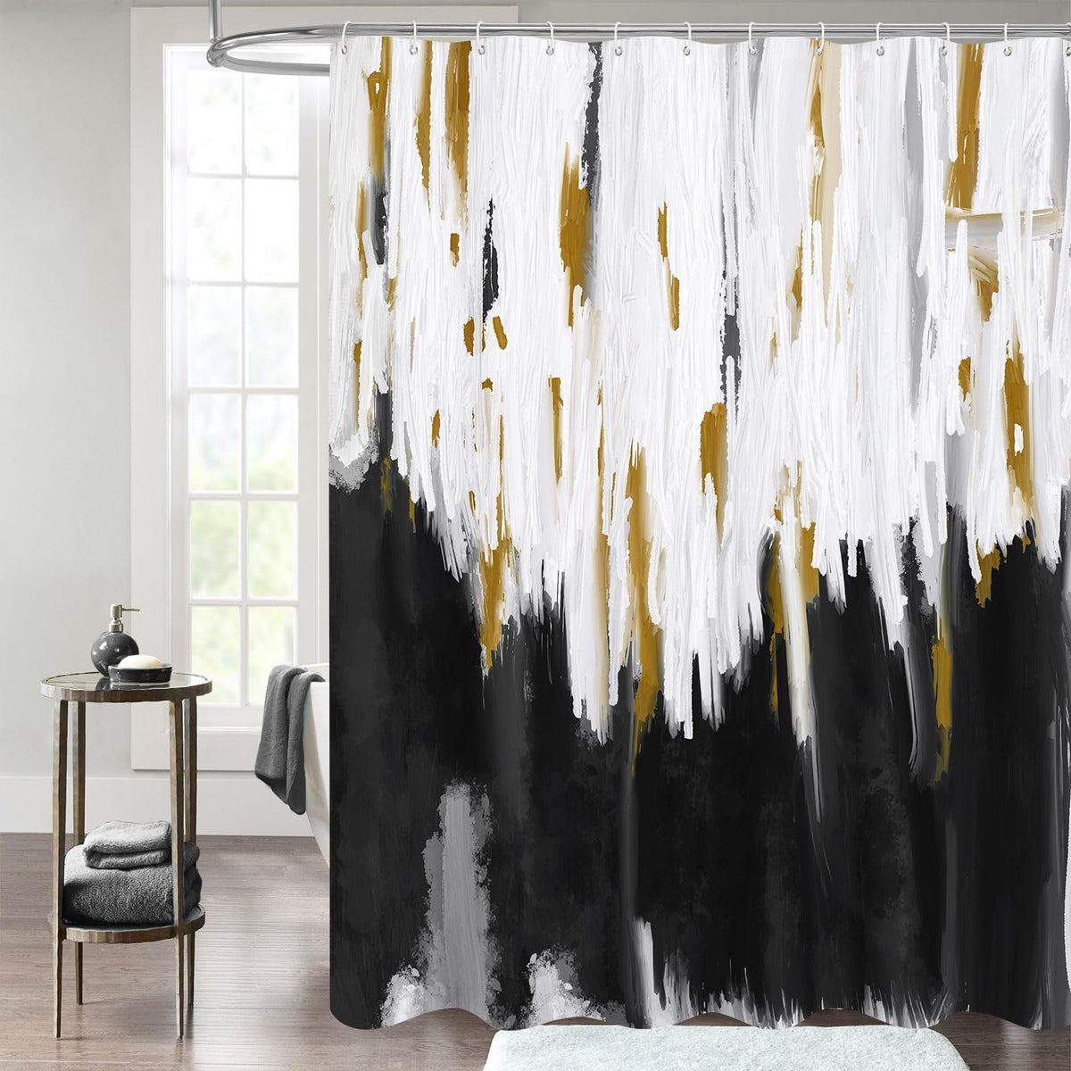 Mitovilla Black Long Shower Curtain 72 X 78, Abstract 78 Inch Long Fabric Shower Curtain For Chic Vintage Bathroom Decor, Graffi