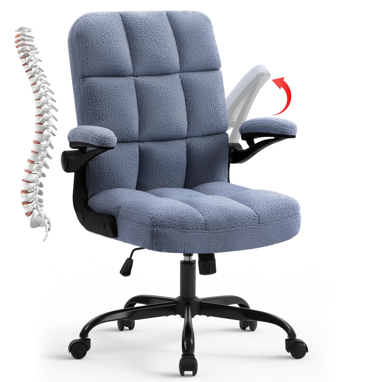 Seatzone Executive Office Desk Chair High Back Ergonomic Task Chair Computer Faux Fur Chair Home Office Chairs With Lumbar Suppo