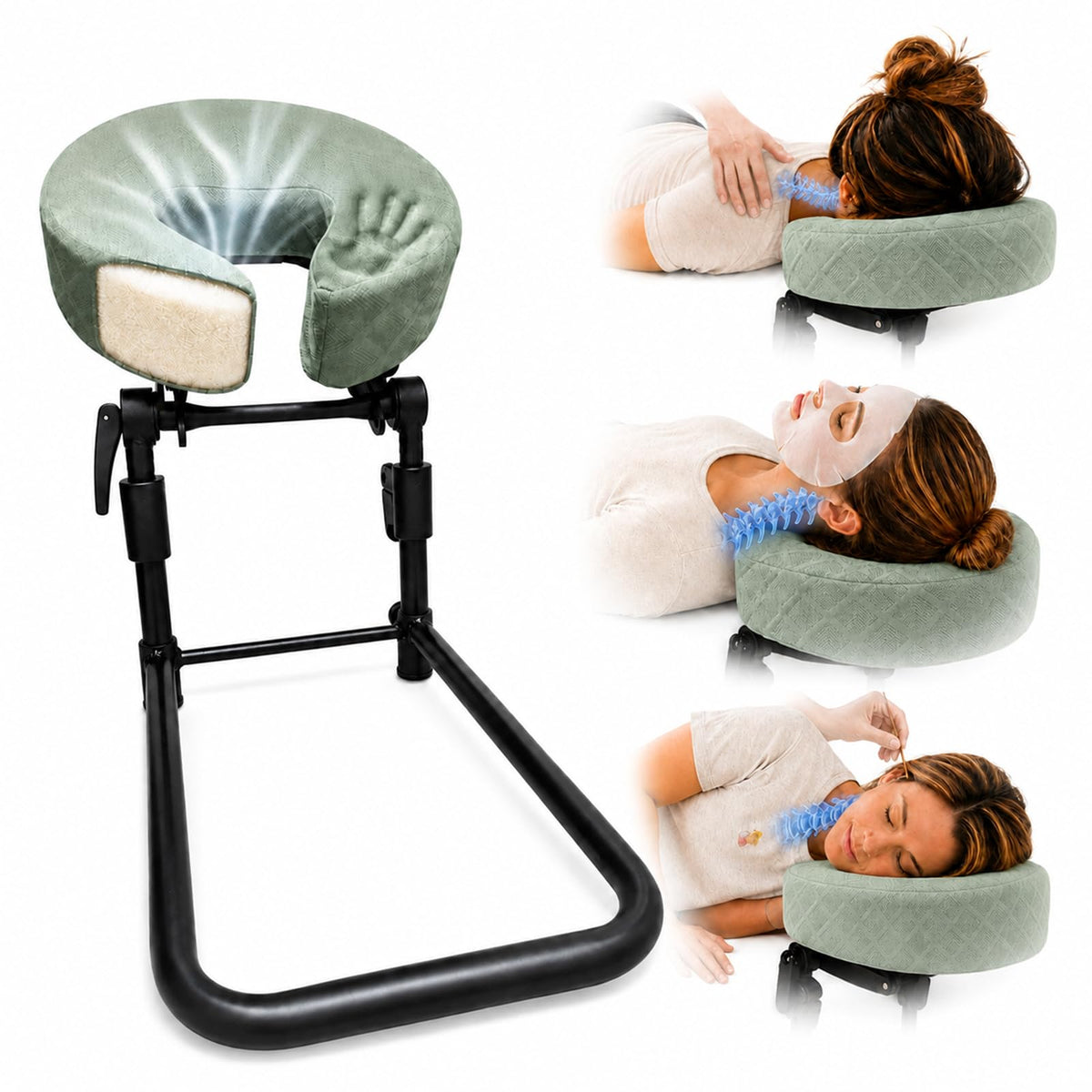 Campolesis Adjustable Massage Table Headrest, Bed Massage Face Pillow for BackLying, FaceDown & SideLying, Head, Neck & Dorsa