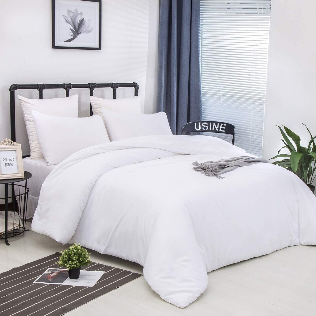 Houseri White Comforter Set Cal King Plain White Comforter California King Size Solid White Bedding Sets Cali King All White Cal