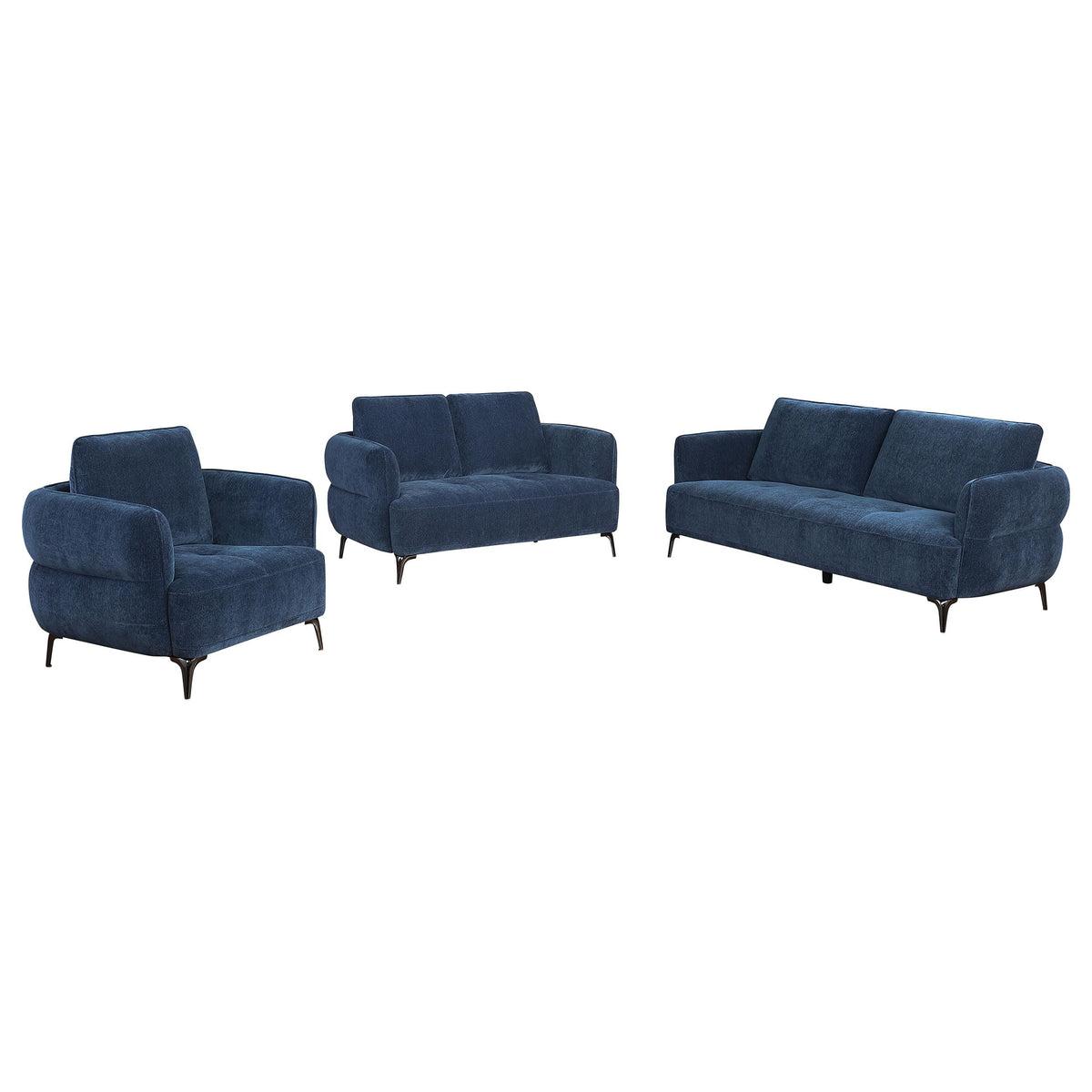 Coaster Home Furnishings Lively 3-Piece Chenille Upholstered Sofa Set Blue