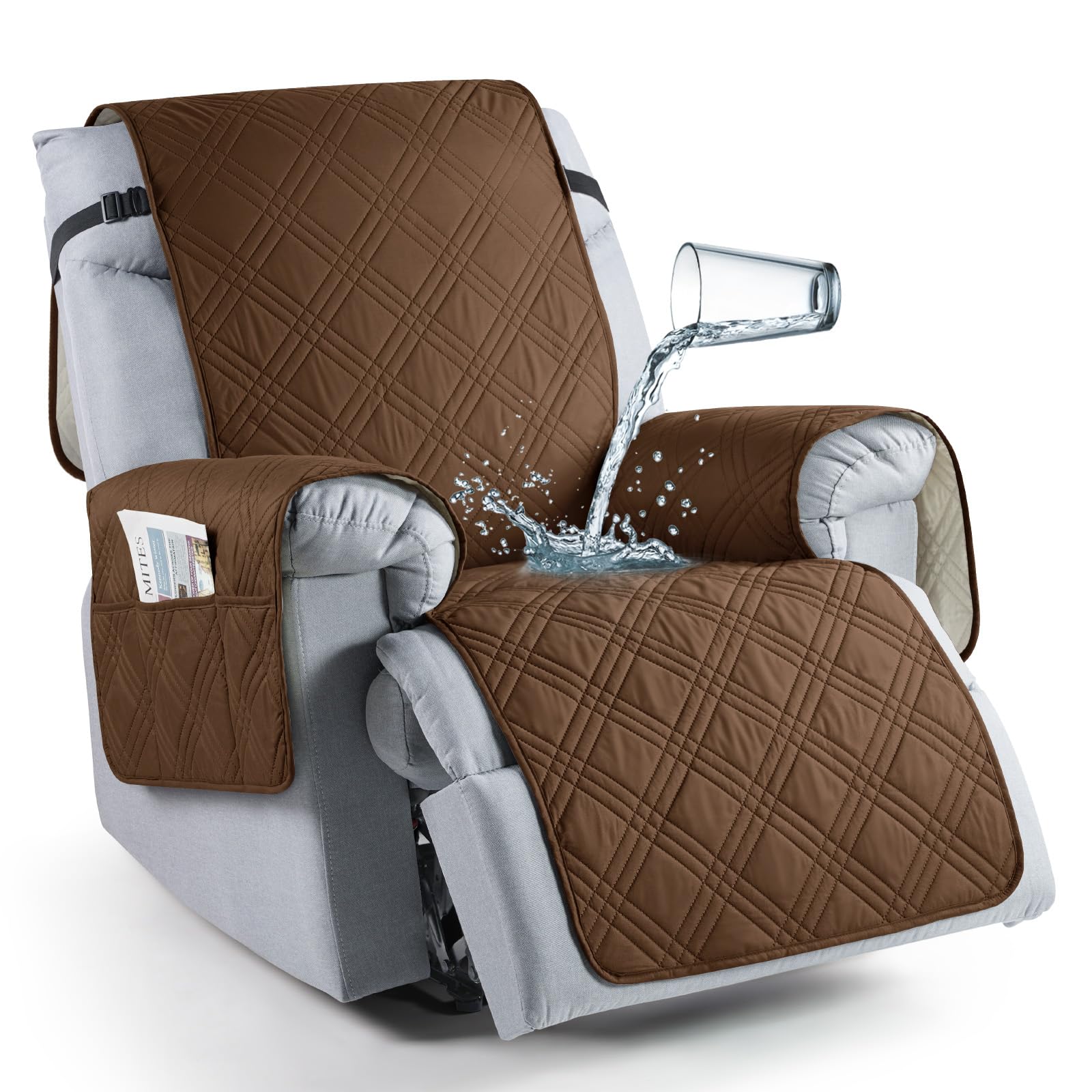 Taococo Waterproof Recliner Chair Cover, Non Slip Oversized Recliner Covers For Recliner Chair With Pocket, Reclining Chair Cove