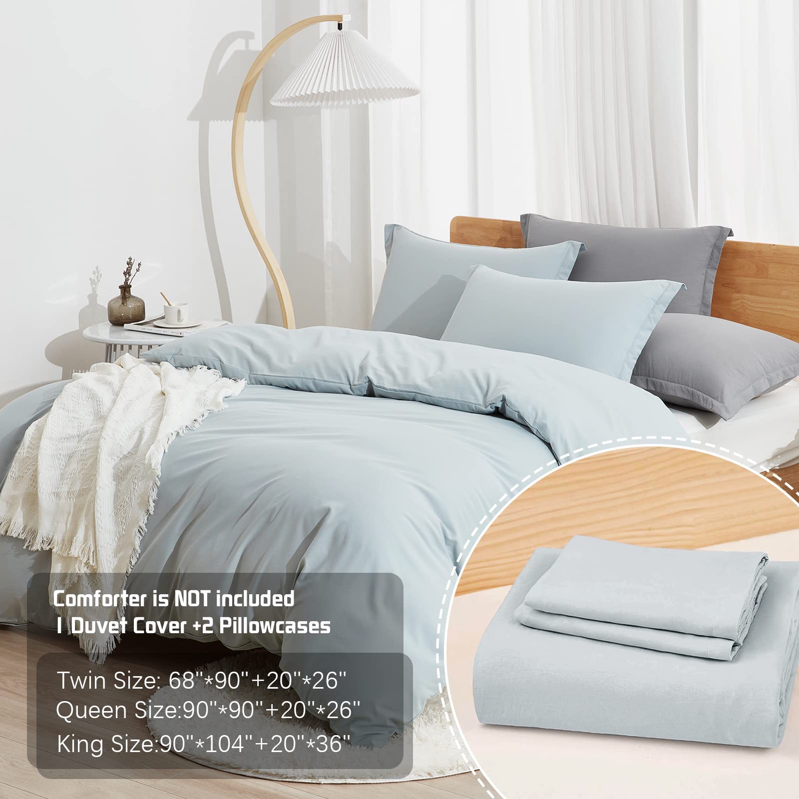 Dreaming Wapiti Duvet Cover King,Washed Microfiber Cornflower Blue King Size Duvet Cover Set,Solid Color - Soft And Breathable With Zipper Closure & Corner Ties (Cornflower Blue, King)