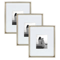 Kate and Laurel Calter Modern Wall Picture Frame Set, Silver 16x20 matted to 8x10, Pack of 3
