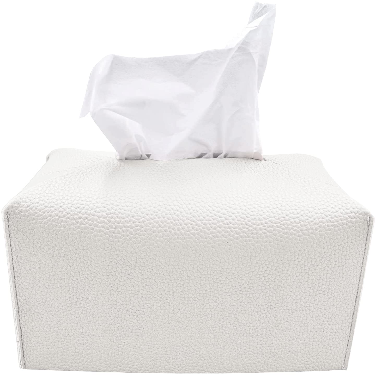 carrotez Tissue Box Cover, [Refined] Modern PU Leather Rectangular Tissue Box Holder - Decorative Holder/Organizer for Bathroom 