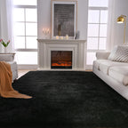 Shag Rugs 8X10 Living Room: Shag Area Rug For Bedroom - Black Large Fluffy Soft Carpet (Black, 8X10 Feet)