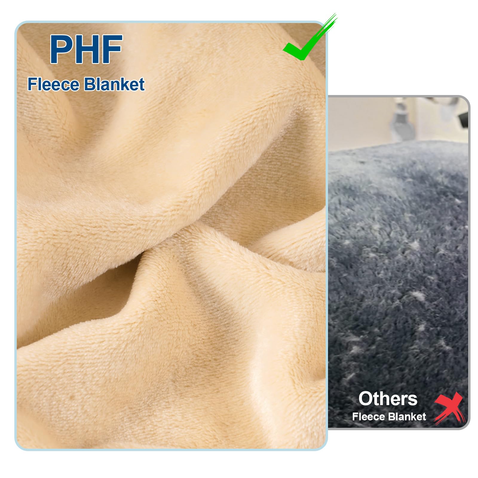 Phf Ultra Soft Fleece Blanket King Size, No Shed No Pilling Luxury Plush Cozy 300Gsm Lightweight Blanket For Bed, Couch, Chair, Sofa Suitable For All Season, 108' X 90', Beige
