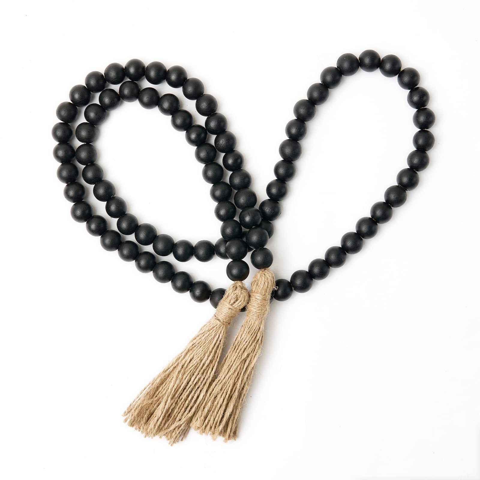 OMISHE 59in Wood Bead Garland with Tassels, Wooden Beads Garland, Decorative Beads Garland Decor, Farmhouse Beads Garland for Wa