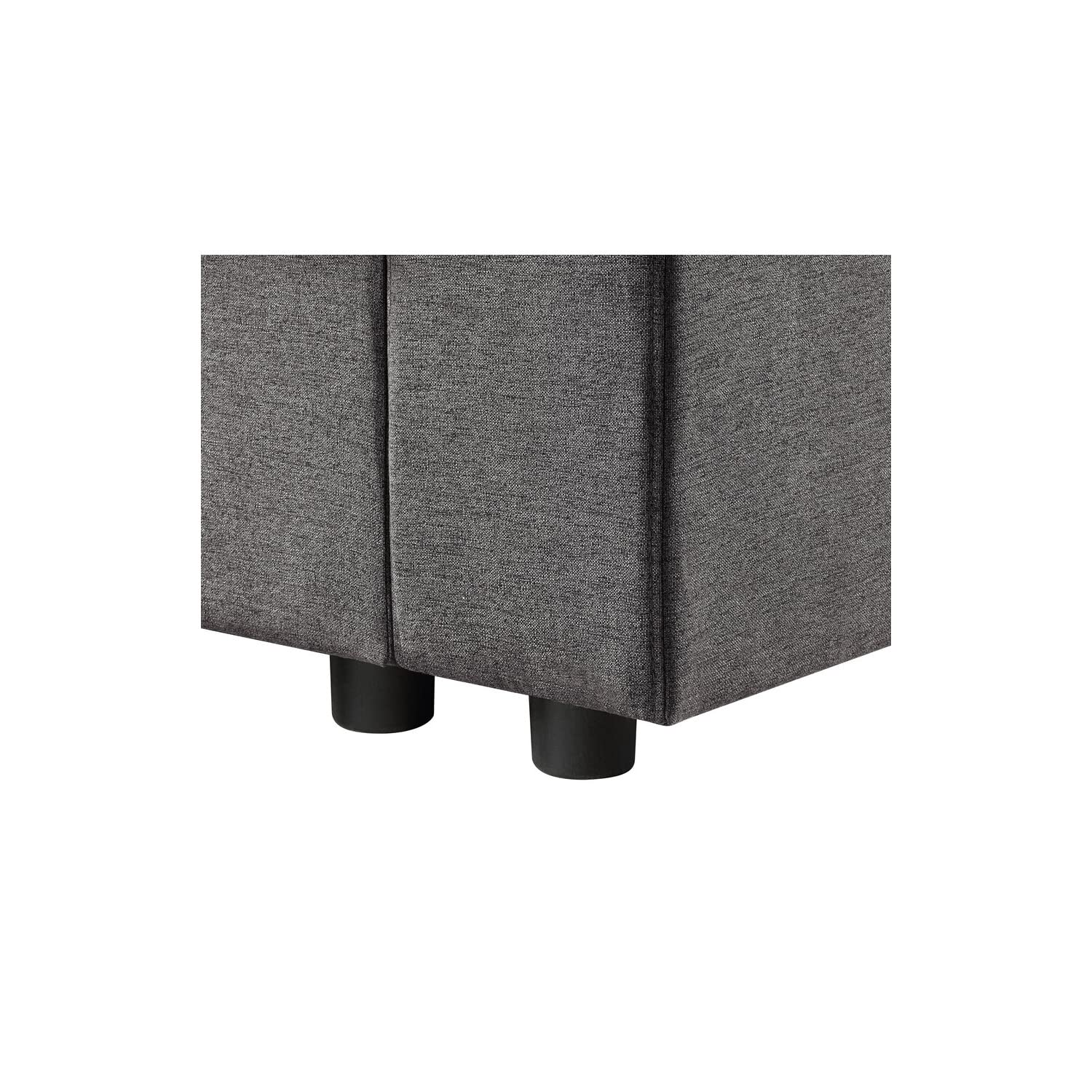 Lilola Home Waylon Gray Linen 7-Seater L-Shape Sectional Sofa with Storage Ottomans and Pockets