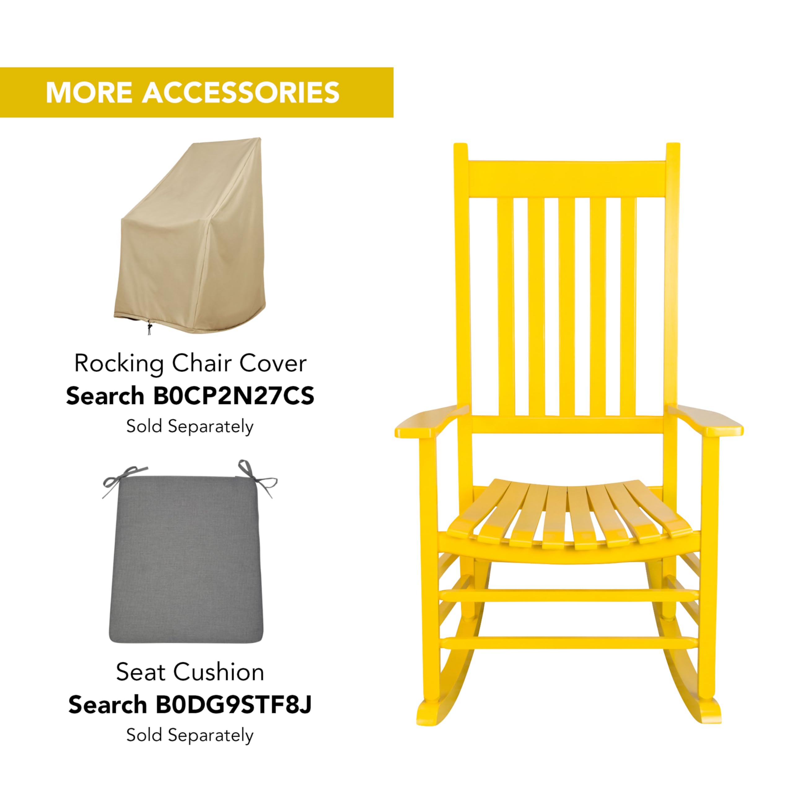 Shine Company Vermont Rocking Chairs, Outdoor Front Porch Rocker Set Of 2, Lemon