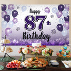 LASKYER Happy 87th Birthday Backdrop Banner, Polyester, Purple, 78" x 47"