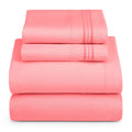 Hearth & Harbor Full Size Sheets - 4 Piece Bed Sheet Set, Hotel Luxury Double Brushed Bed Sheets - Extra Soft Bedding Sheets & Pillowcases, Full, Coral Pink