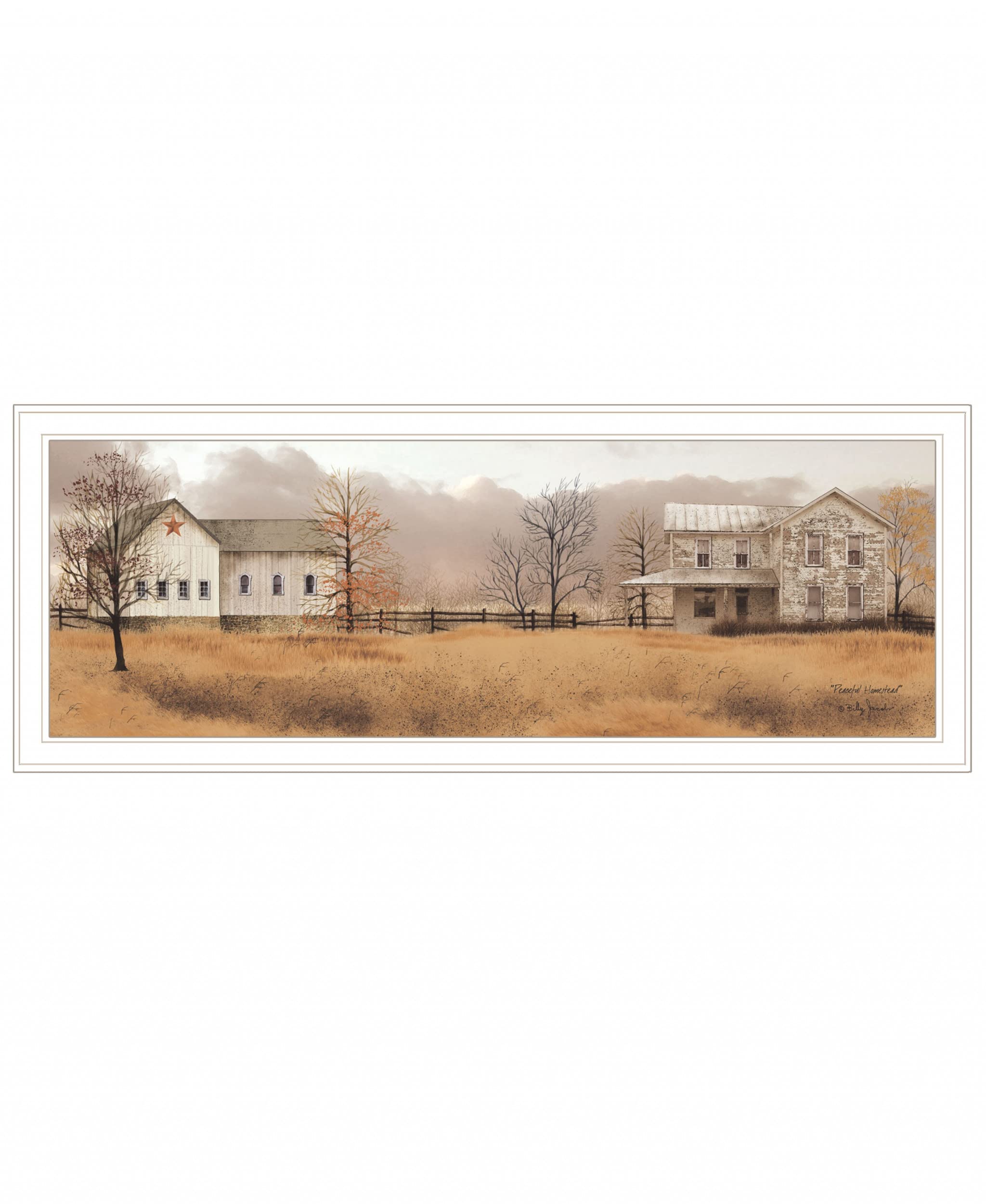 Peaceful Homestead 1 White Framed Print Wall Art