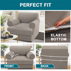 Turquoize T Cushion Chair Slipcover T Cushion Chair Covers For Living Room Stretch Sofa Couch Cover Soft Armchair Cover Washable Furniture Covers With Individual T Cushion Seat Covers (Chair, Taupe)