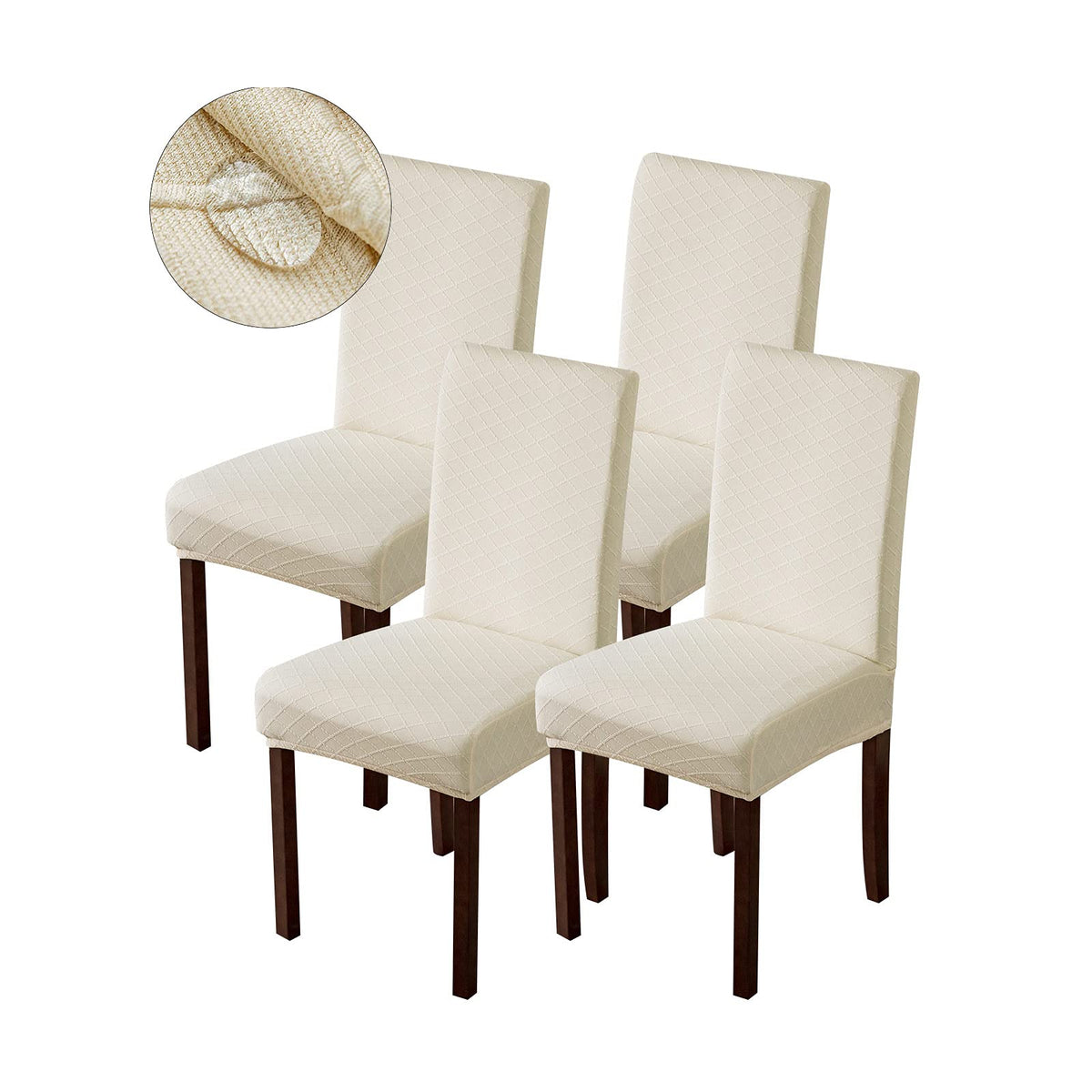 Genina Waterproof Chair Covers For Dining Room Dining Chair Covers Kitchen Parsons Chair Covers (Beige, 4 Pcs)