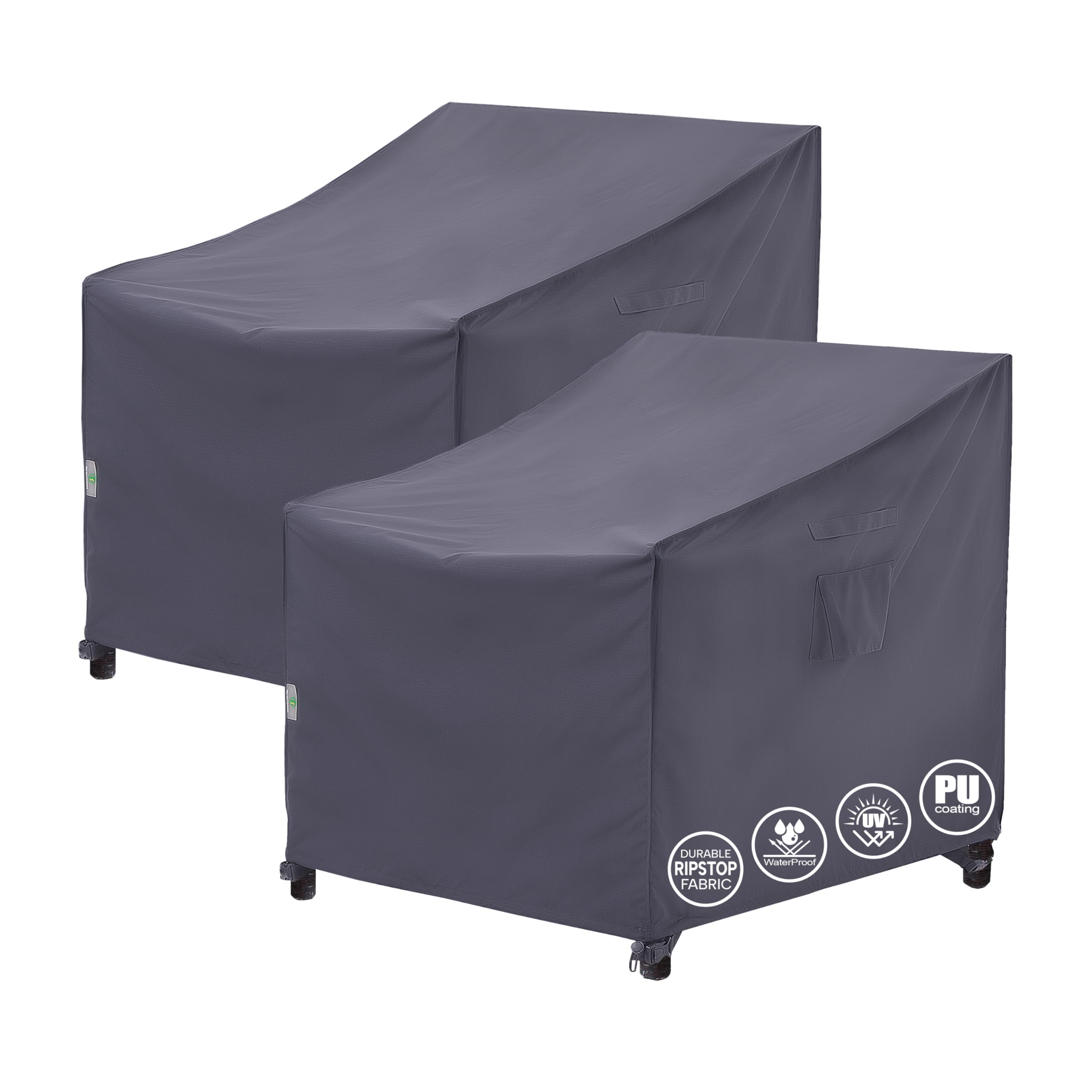 F&J Outdoors Patio Chair Covers Waterproof UV Resistant Heavy Duty Outdoor Dining Chair Adirondack Chair Cover, Grey, 2Pack, 28 