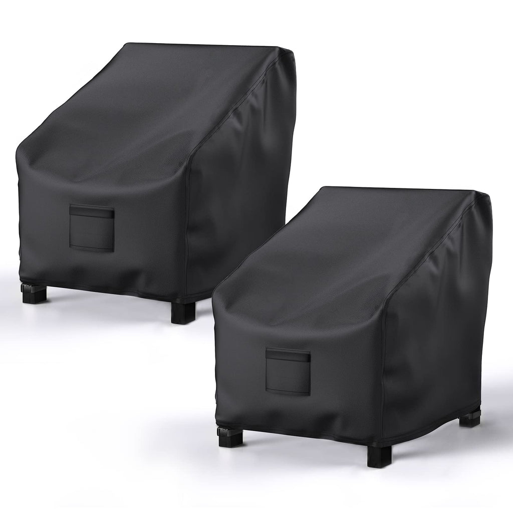 Brosyda Patio Chair Covers For Outdoor Furniture Waterproof 2 Pack, Lawn Chair Covers Heavy Duty Patio Furniture Covers, Large Covers For Lounge Lawn Deep Seat Black 36'W×34'D×32'H